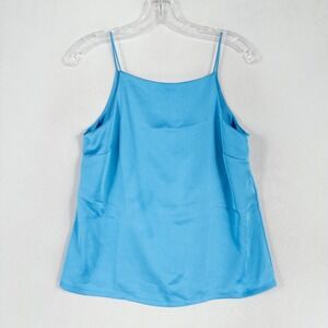 Ann Taylor Tank Top Womens XS PETITE Blue Satin Business Casual Layering